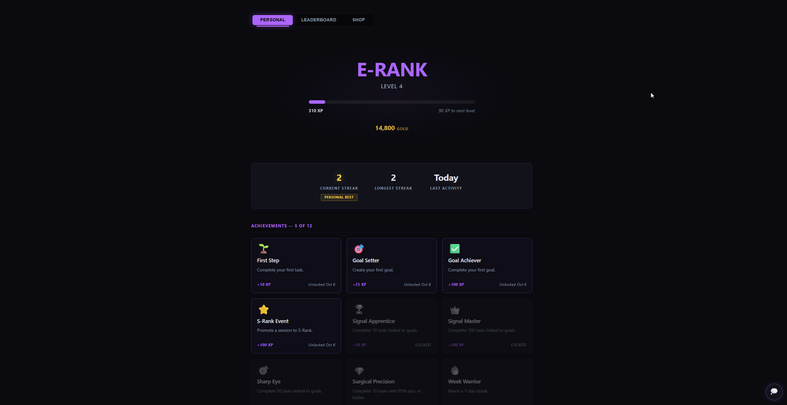 The Arena — your personal hall of records.